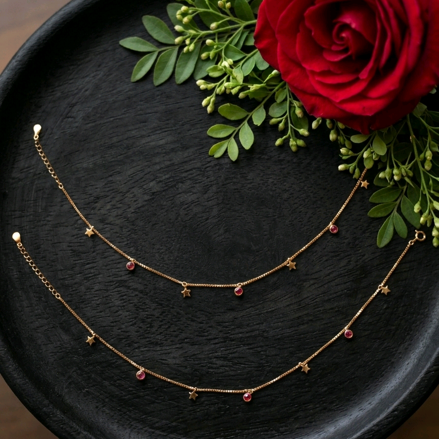 Rose Gold Star Anklets